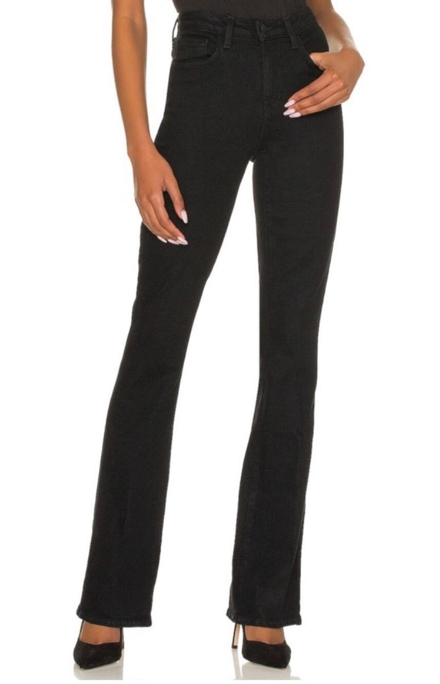 L’Agence Selma High Rise Baby Boot Cut Jeans Jet Black Size 24